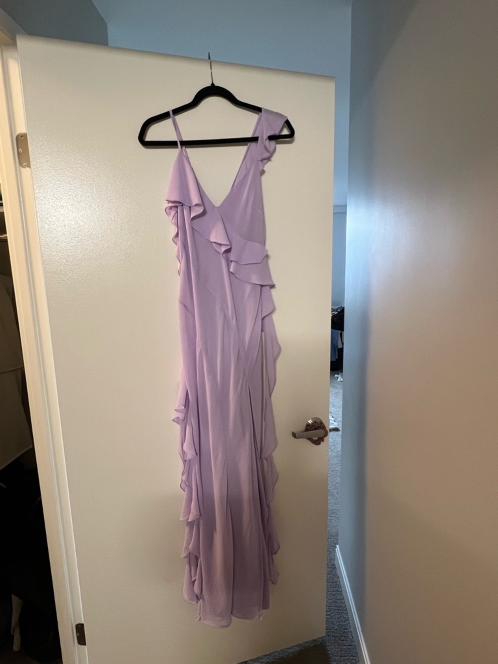 Lilac Ruffle V-Neck Ruffle Trim Dress - Picture 3 of 4